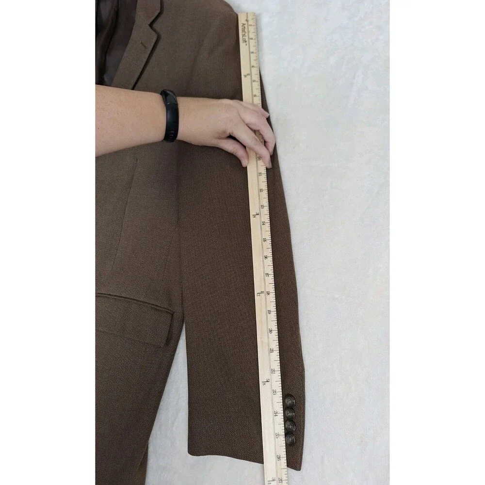 Izod Sports Coat Men's 46L Brown Woven Tweed Lined 2 Button Blazer Pocket Jacket